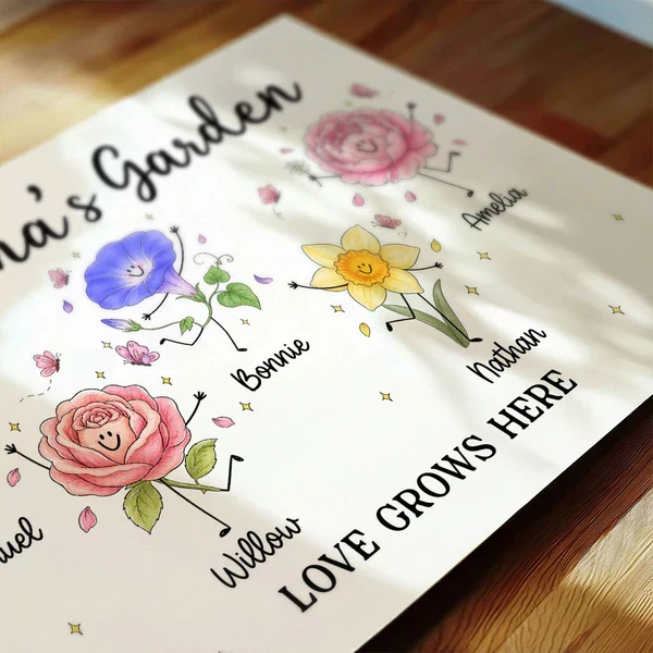 Personalized Grandma's Garden Canvas With Soft Floral Doodles, Unique Gift For Grandma & Home Decor - Image 8