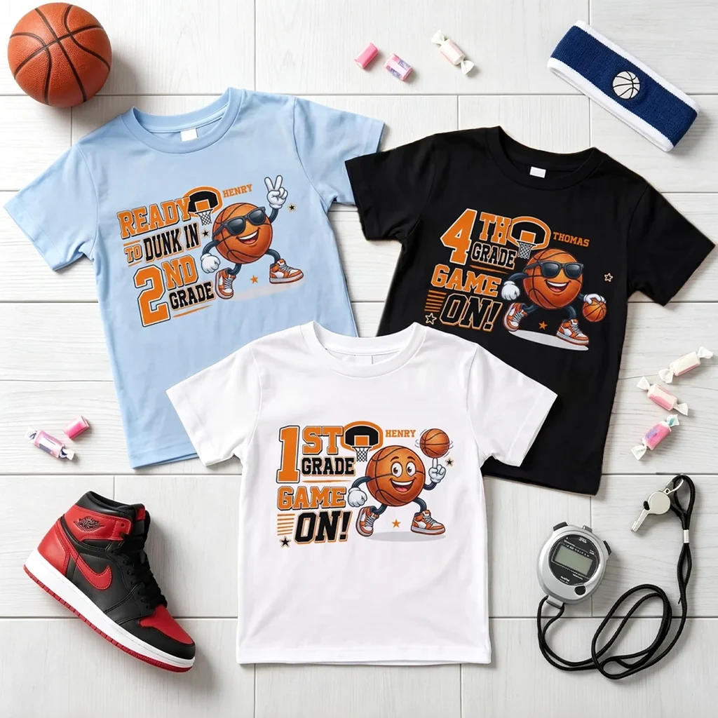 Personalized Youth Tee, Basketball Game On Design for Back to School, Unique Gift for Kids