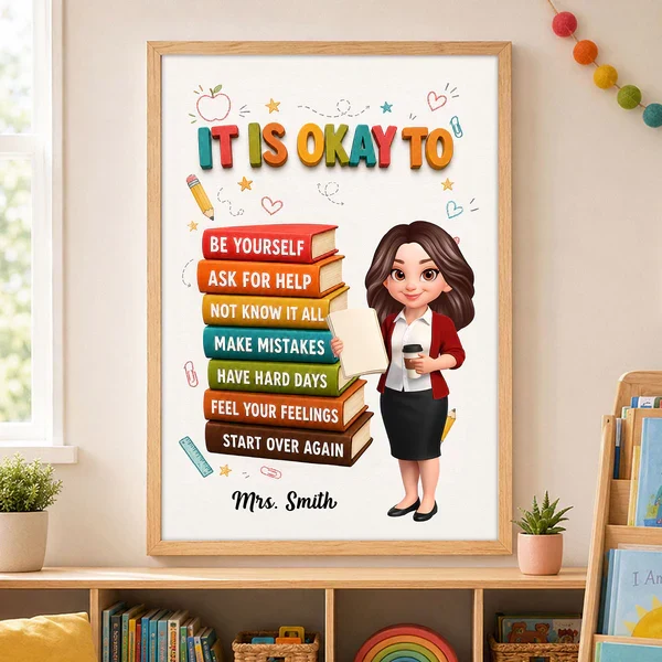 Personalized Canvas with Colorful Teacher Illustration, Classroom Calm Corner Unique Gift - Image 5