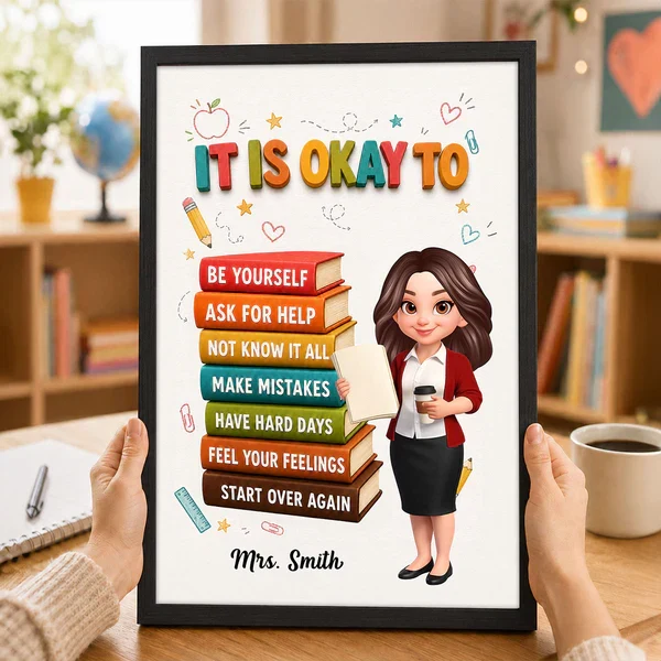 Personalized Canvas with Colorful Teacher Illustration, Classroom Calm Corner Unique Gift - Image 7