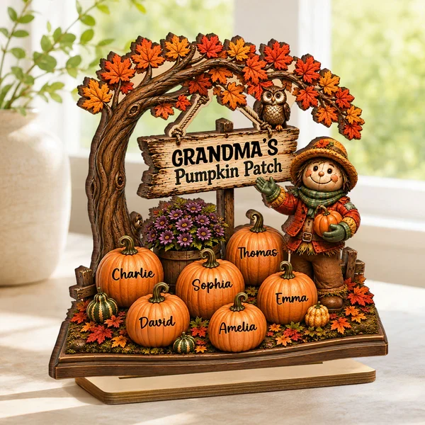 Personalized 2-Layer Wooden Plaque, Grandma's Pumpkin Patch Fall Decor, Unique Gift for Grandma - Image 2