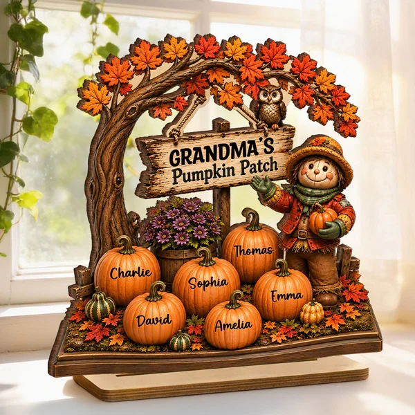 Personalized 2-Layer Wooden Plaque, Grandma's Pumpkin Patch Fall Decor, Unique Gift for Grandma - Image 3