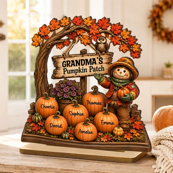 Personalized 2-Layer Wooden Plaque, Grandma's Pumpkin Patch Fall Decor, Unique Gift for Grandma - Image 6