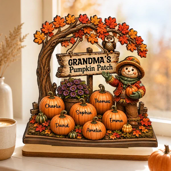 Personalized 2-Layer Wooden Plaque, Grandma's Pumpkin Patch Fall Decor, Unique Gift for Grandma - Image 7
