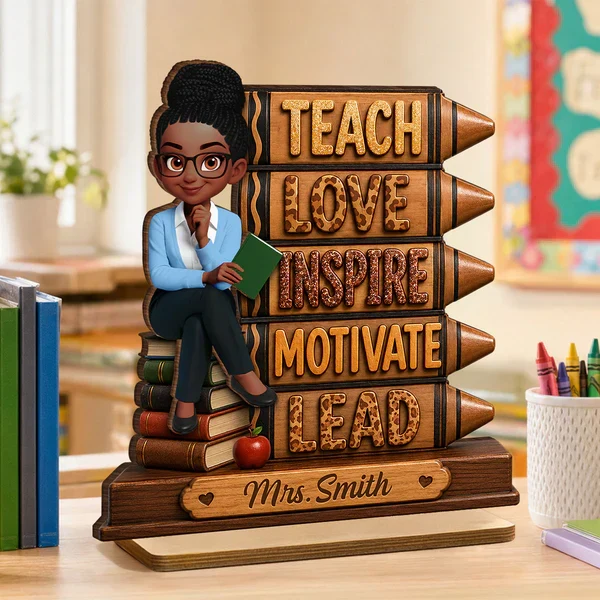 Personalized 2-Layer Wooden Plaque for Teacher, Teach Love Inspire Motivate Lead, Unique Classroom Gift - Image 5