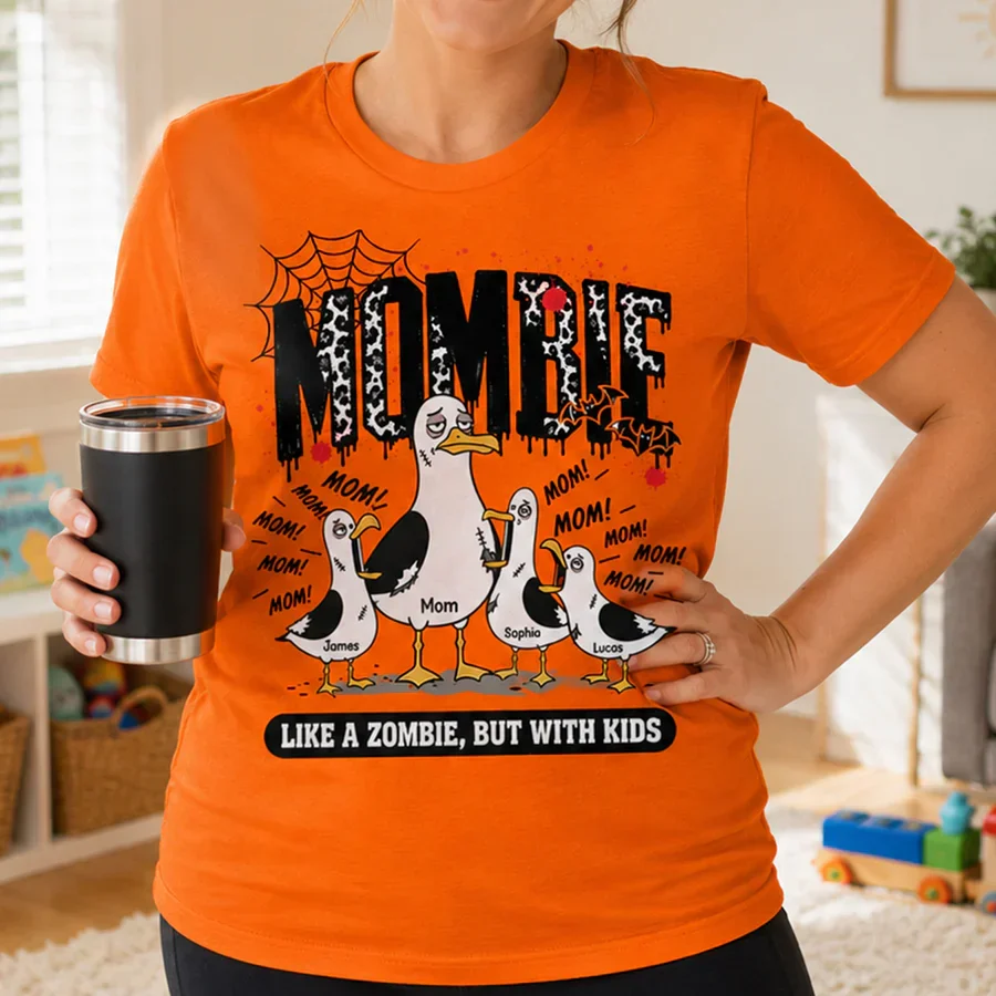 Personalized Classic Tee with Mombie Goose Art, Spiderweb Halloween Style, Unique Gift for Mom - Image 3