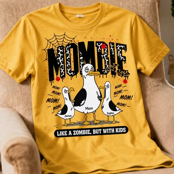 Personalized Classic Tee with Mombie Goose Art, Spiderweb Halloween Style, Unique Gift for Mom - Image 7