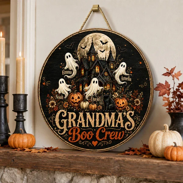 Personalized Grandma's Boo Crew Wooden Sign, Halloween Haunted House Decor, Unique Gift for Grandma - Image 7