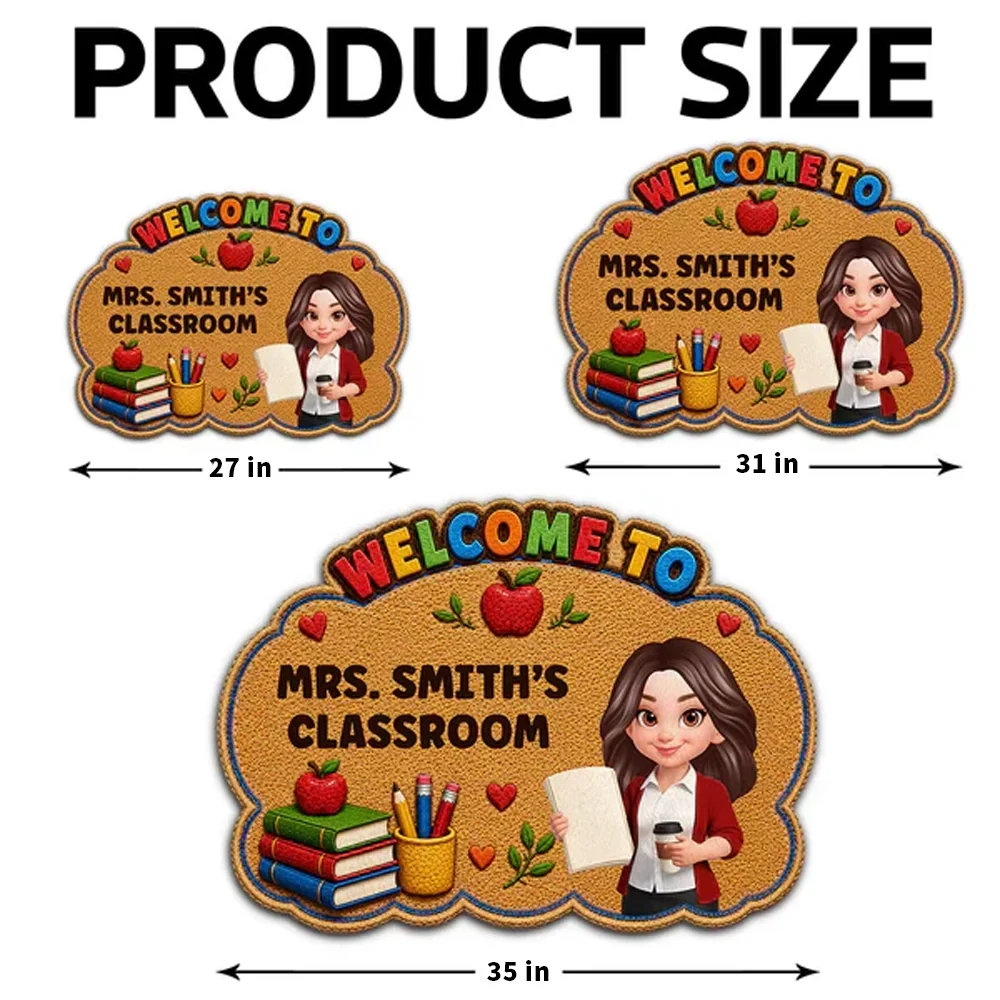 Personalized Shaped Doormat for Teacher Classroom, Colorful Welcome Design, Unique Back-to-School Gift - Image 4