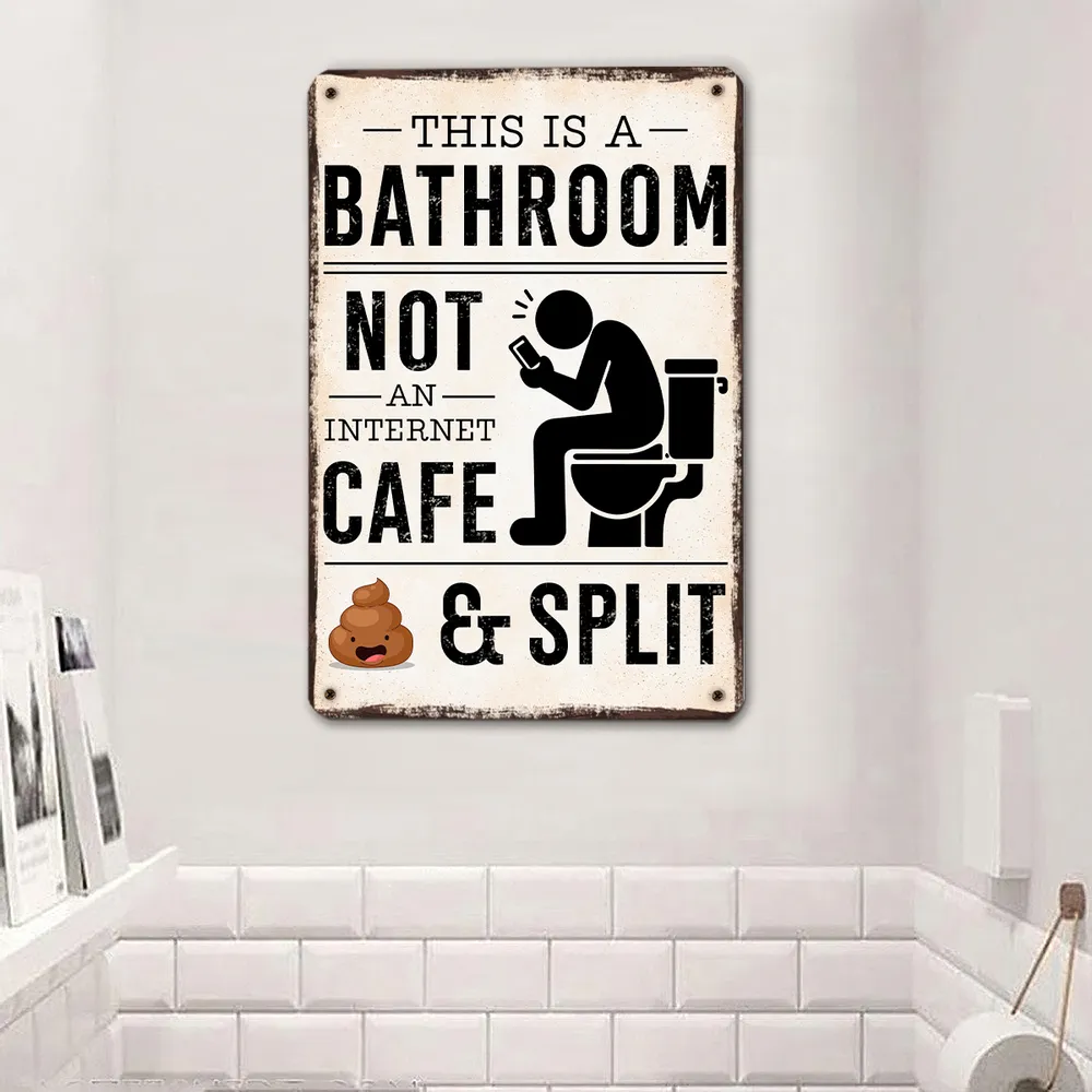 Custom Rectangular Iron Sign, Bathroom Not an Internet Cafe Design, Creative Unique Gift for Family - Image 5