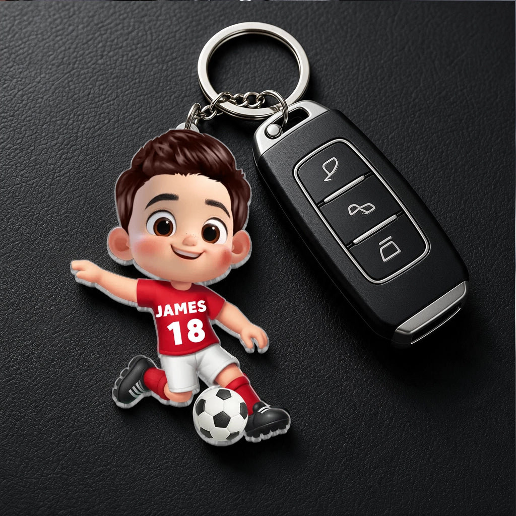 Soccer Kid Acrylic Keychain, Smiling Player With Ball, Unique Gift for Kids & Soccer Fans - Image 4