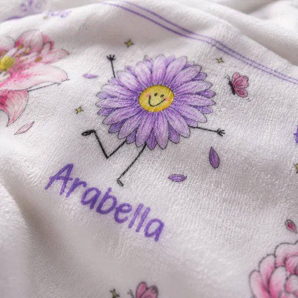 Personalized Fleece Blanket Held by Kids, Grandma's Garden Birth Flower Doodles, Unique Gift for Grandma - Image 6