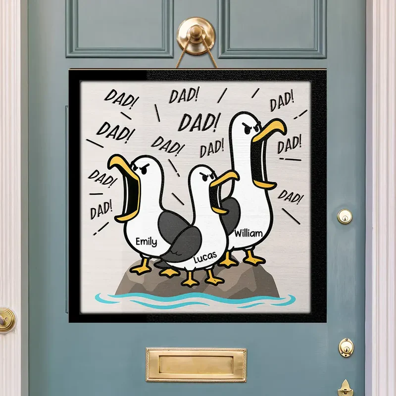 Personalized Screaming Seagull Wooden Sign, Custom Coastal Kitchen Decor, Unique Gift for Family - Image 2