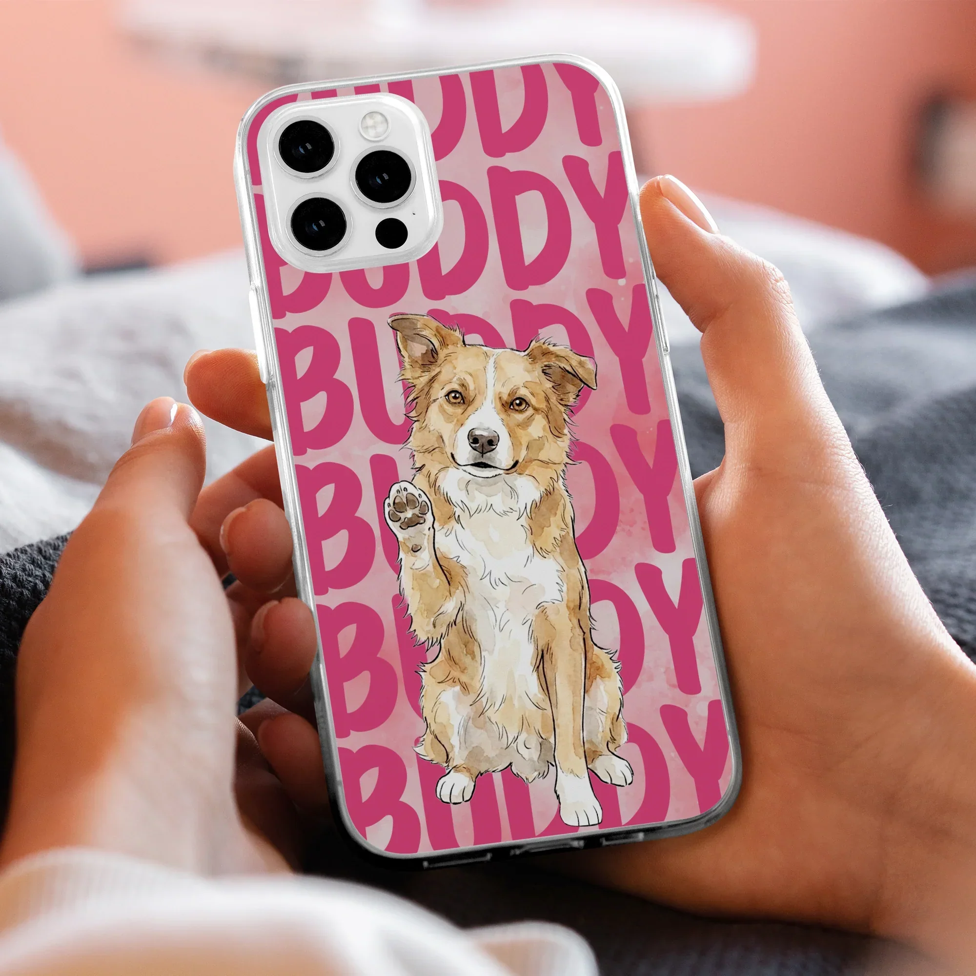 Custom Pet Portrait Clear TPU Phone Case, Personalized Watercolor Style Unique Gift for Dog & Cat Lovers - Image 3
