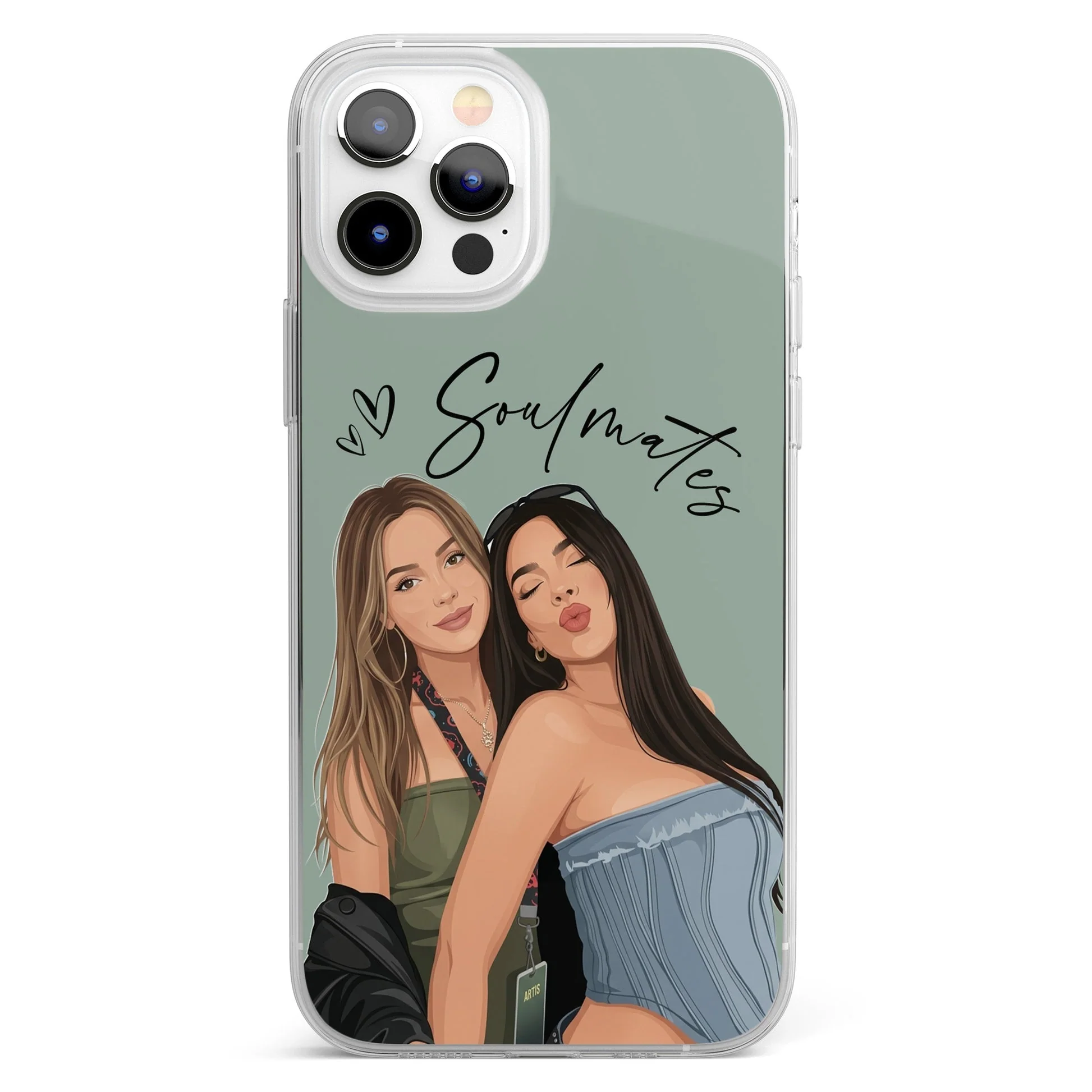 Custom Clear TPU Phone Case For Friends, Pastel Portrait Art Unique Gift With Soulmates Vibe - Image 2
