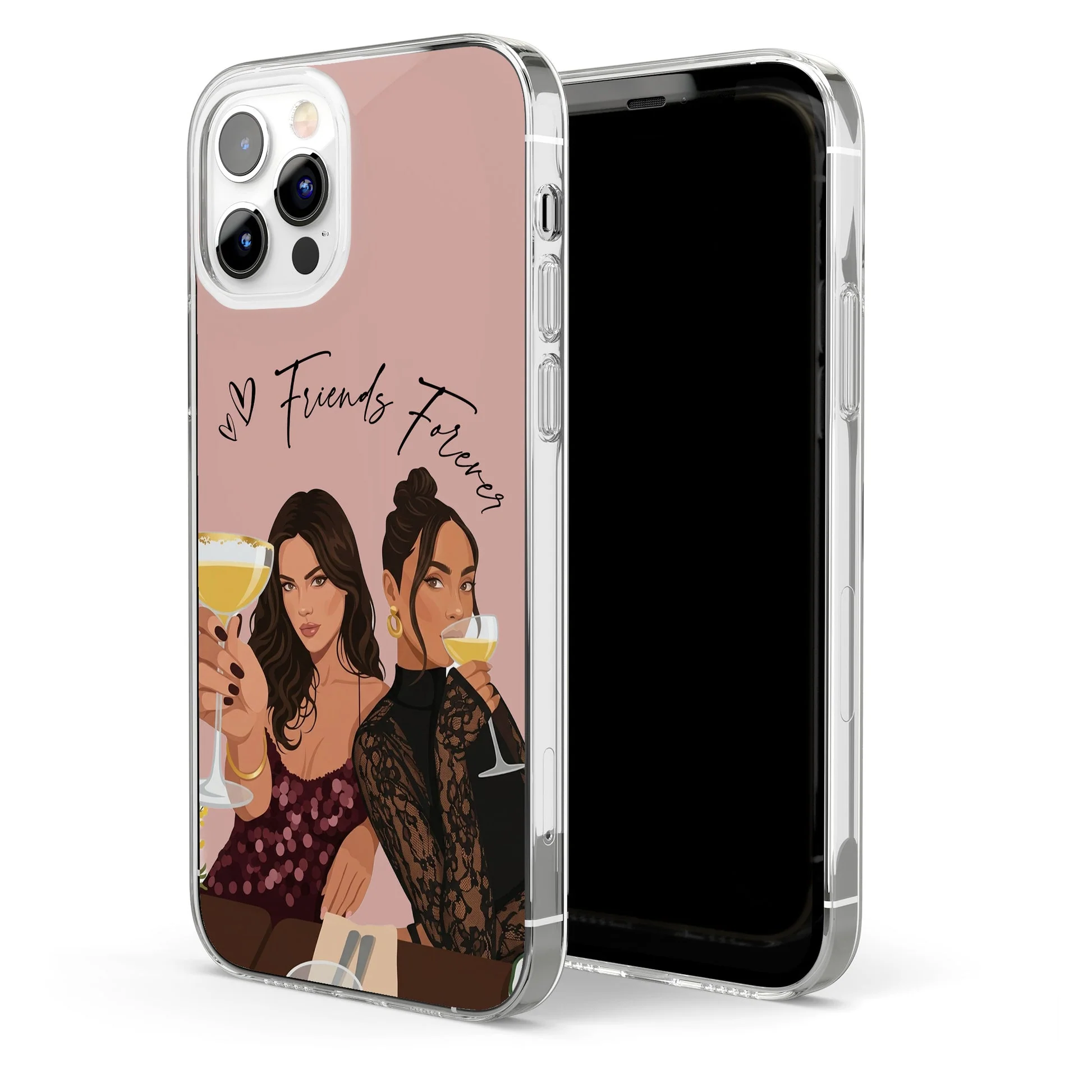 Custom Clear TPU Phone Case For Friends, Pastel Portrait Art Unique Gift With Soulmates Vibe - Image 5
