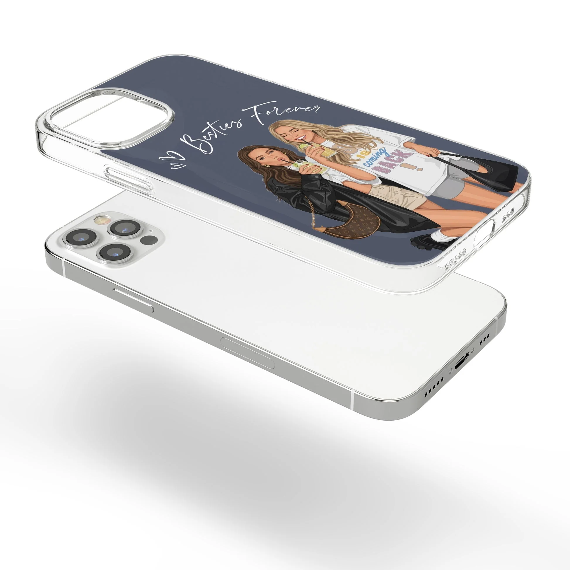 Custom Clear TPU Phone Case For Friends, Pastel Portrait Art Unique Gift With Soulmates Vibe - Image 7