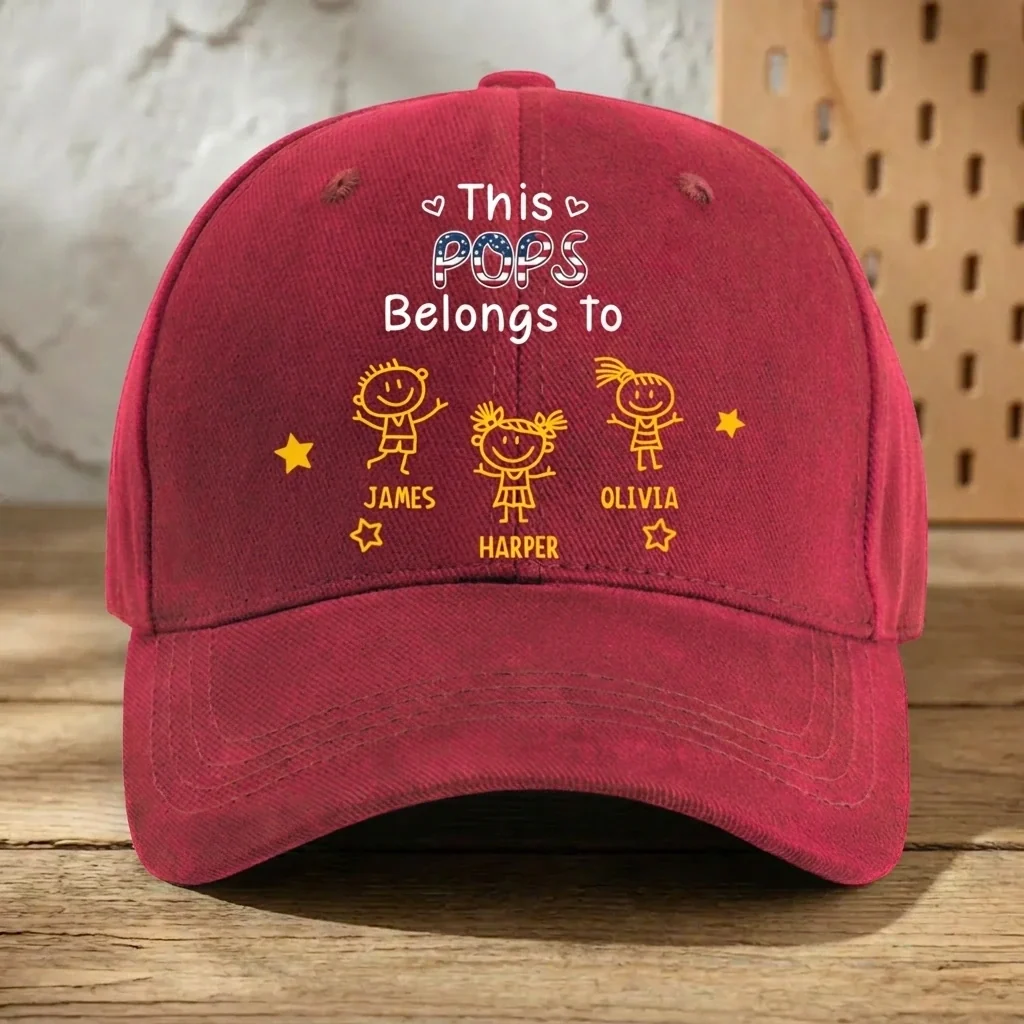 Personalized Grandpa Hat with Custom Title, Grandkids Names & Kids Doodle Design - Image 5