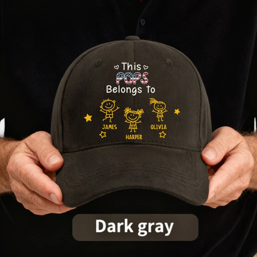 Personalized Grandpa Hat with Custom Title, Grandkids Names & Kids Doodle Design - Image 6