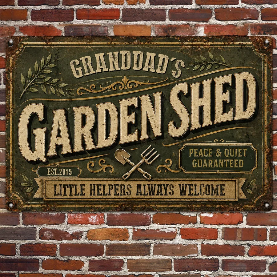 Personalized Rectangular Iron Sign with Peace & Quiet Garden Theme, Creative Gift for Grandpa - Image 5
