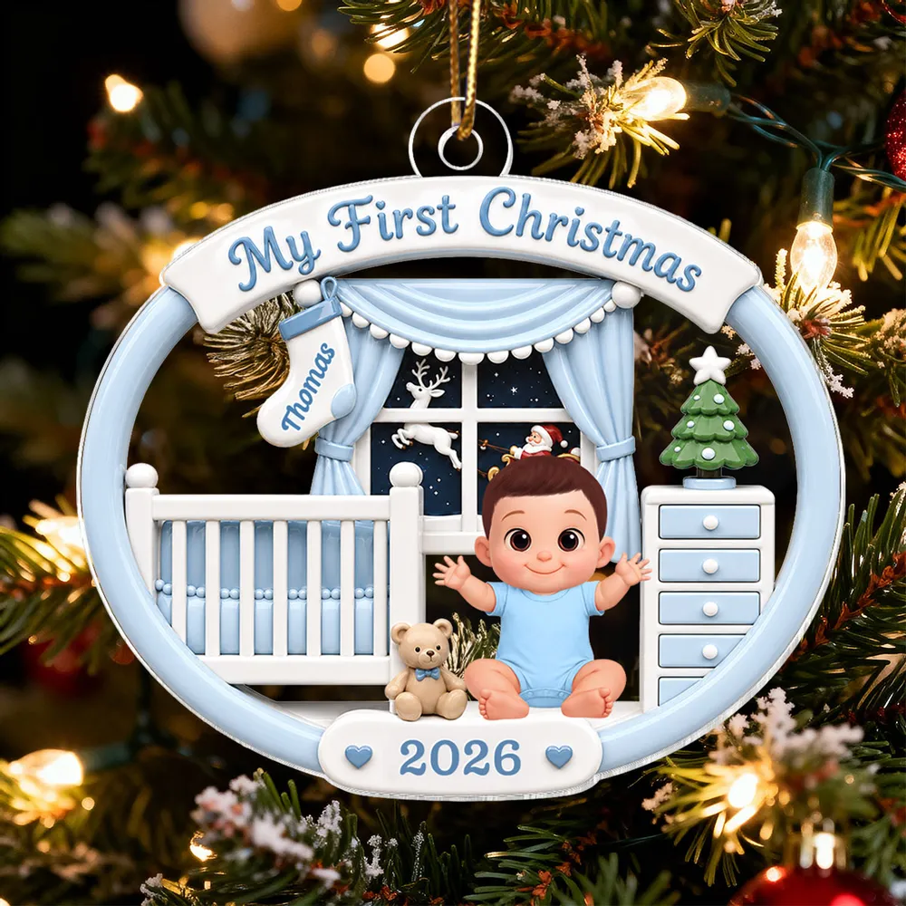 Personalized Acrylic Ornament, My First Christmas Baby Nursery Design, Unique Gift for New Parents - Image 3