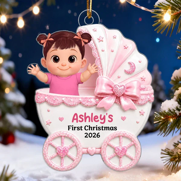 Personalized Acrylic Ornament, Waving Baby in Stroller on Christmas Tree, Unique Creative Gift for New Parents - Image 6