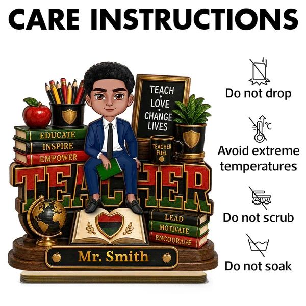 Personalized Wooden Plaque for Teacher, Sitting Classroom Illustration, Unique Creative Gift for Educators - Image 5