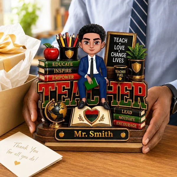 Personalized Wooden Plaque for Teacher, Sitting Classroom Illustration, Unique Creative Gift for Educators - Image 7