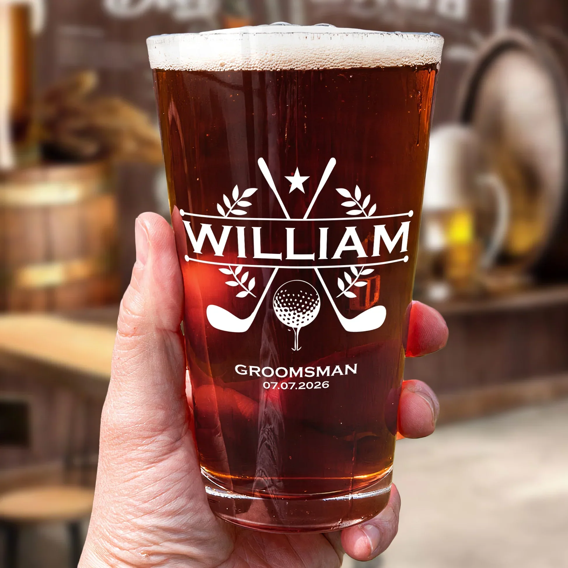 Personalized Beer Glass With Elegant Etched Style Design For Groomsmen, Groom & Father-in-Law, Unique Creative Gift - Image 5