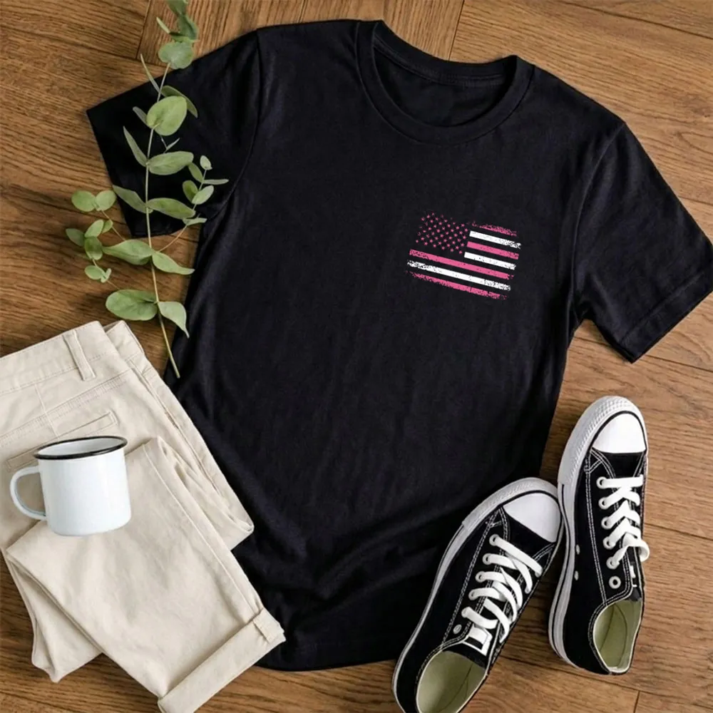 Personalized Dual Print Classic Tee for Dad, Dad of a Warrior Pink Ribbon Unique Gift - Image 4