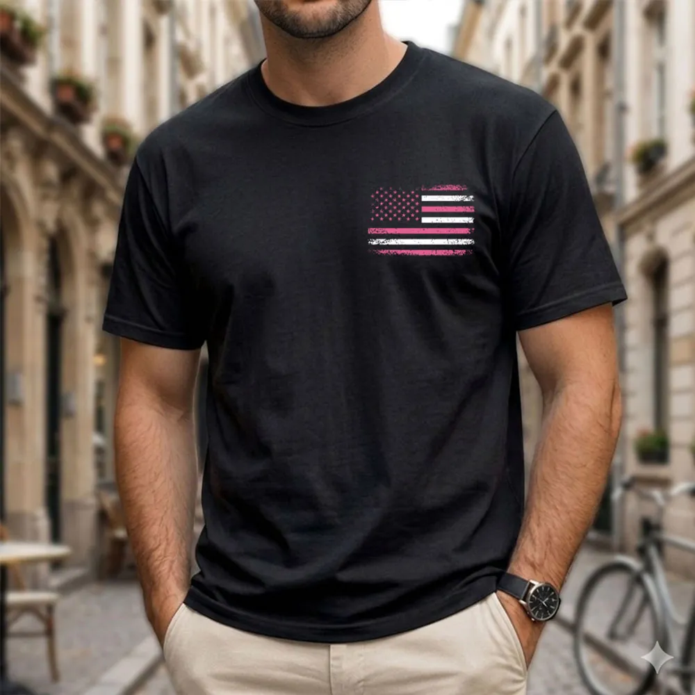 Personalized Dual Print Classic Tee for Dad, Dad of a Warrior Pink Ribbon Unique Gift - Image 5