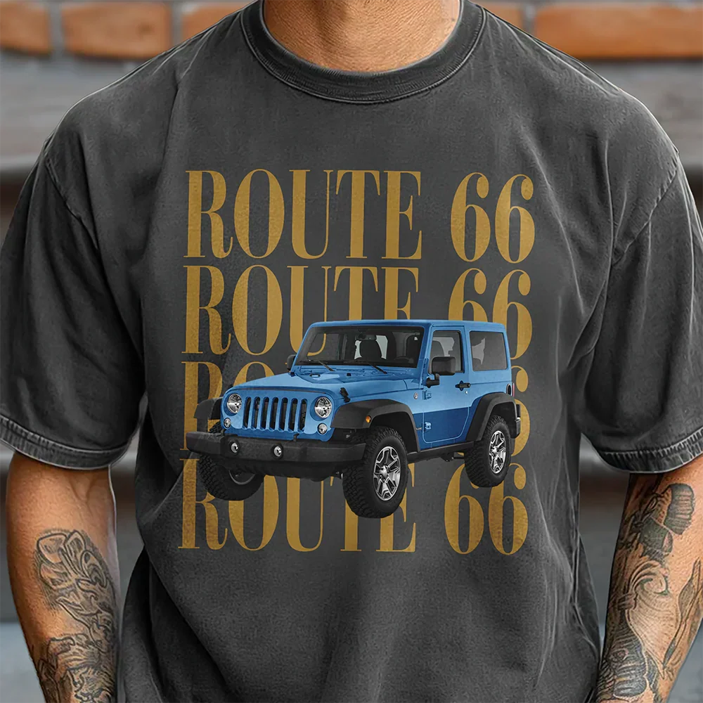 Personalized Route 66 Classic Tee, Vintage Car Design, Unique Creative Gift For Car Lovers - Image 2