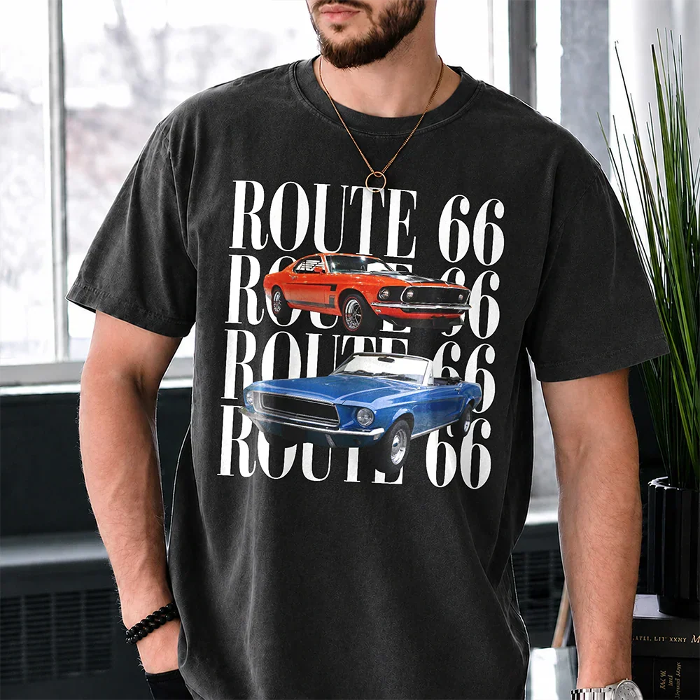Personalized Route 66 Classic Tee, Vintage Car Design, Unique Creative Gift For Car Lovers - Image 3
