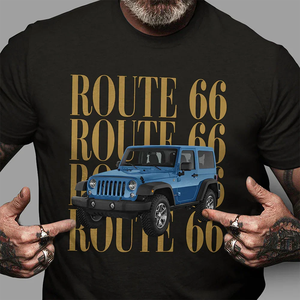 Personalized Route 66 Classic Tee, Vintage Car Design, Unique Creative Gift For Car Lovers - Image 5