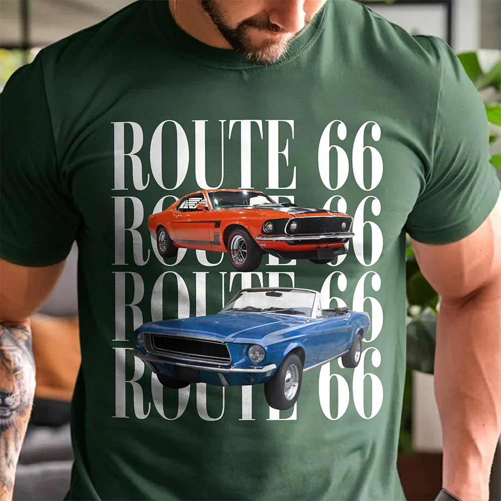 Personalized Route 66 Classic Tee, Vintage Car Design, Unique Creative Gift For Car Lovers - Image 7