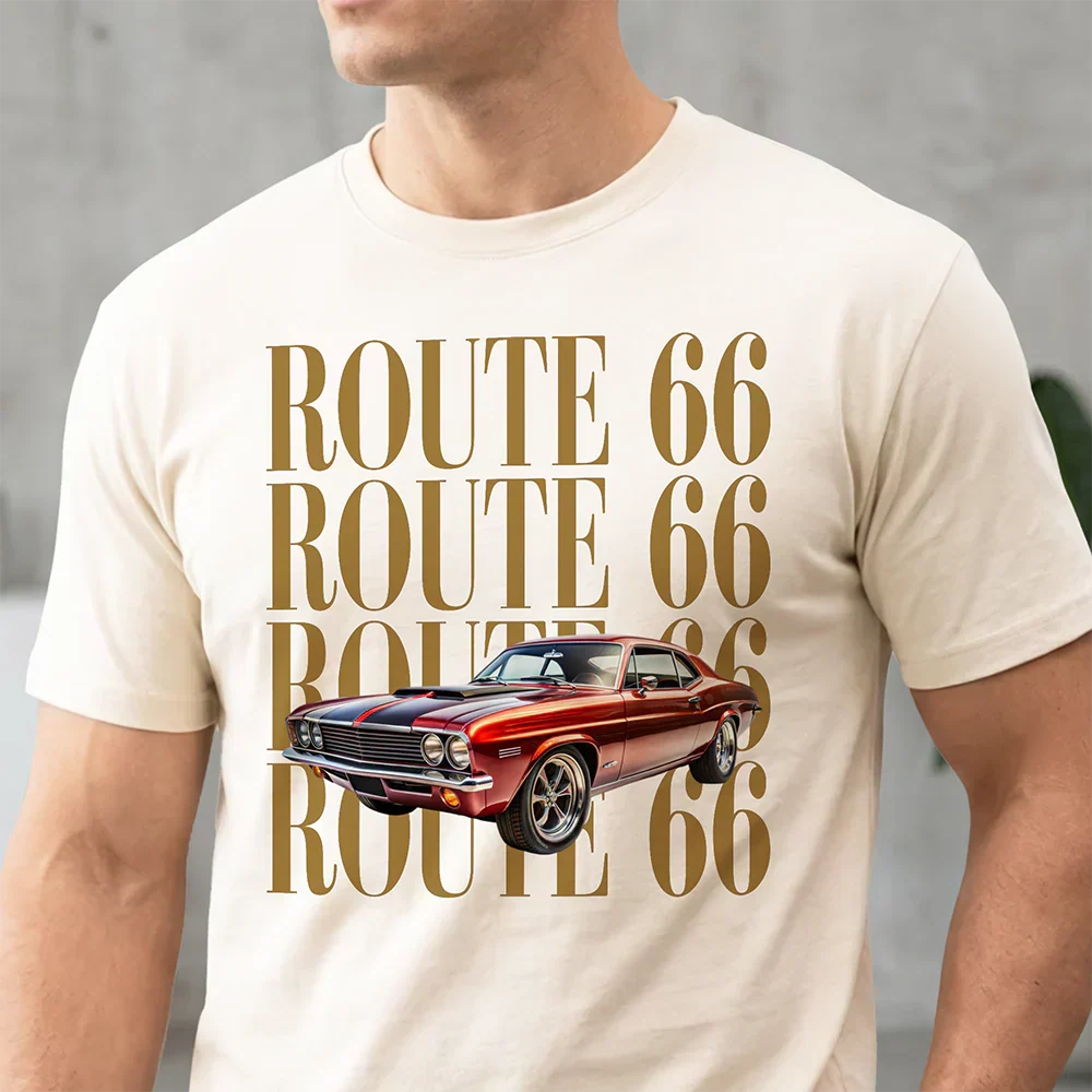 Personalized Route 66 Classic Tee, Vintage Car Design, Unique Creative Gift For Car Lovers - Image 8