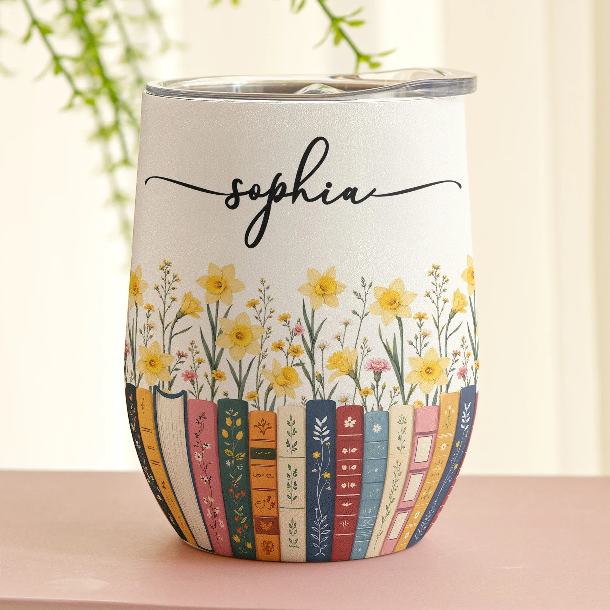 Personalized Book Lover Eggshell Cup, Floral Library Design, Unique Creative Gift for Readers - Image 3