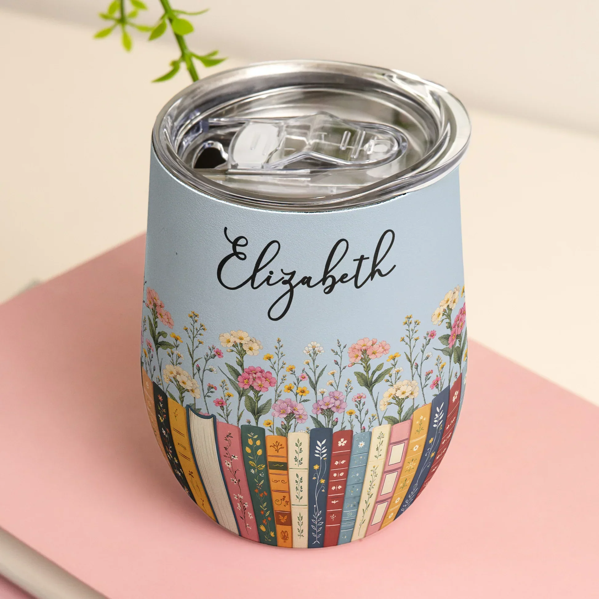 Personalized Book Lover Eggshell Cup, Floral Library Design, Unique Creative Gift for Readers - Image 6