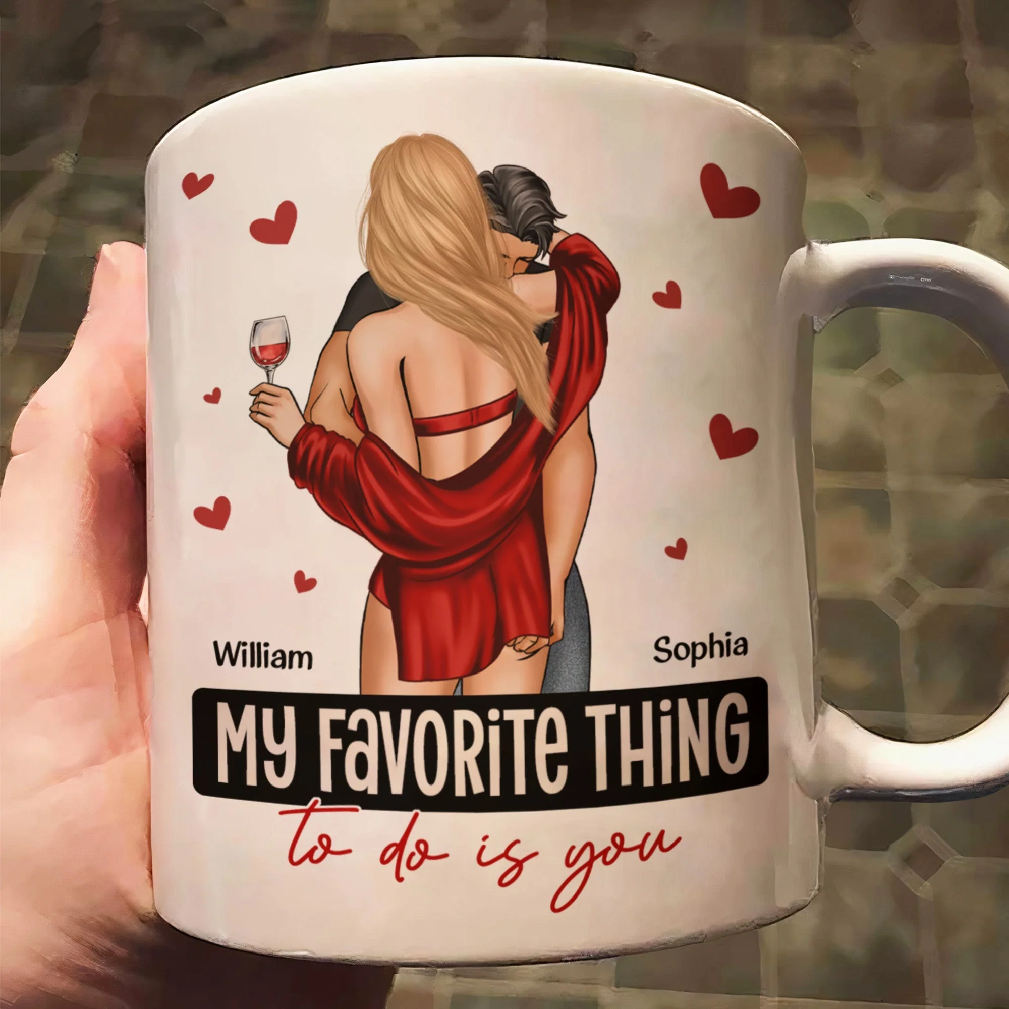 Personalized Ceramic Mug With Kissing Couple Art, Unique Creative Gift For Partner - Image 2