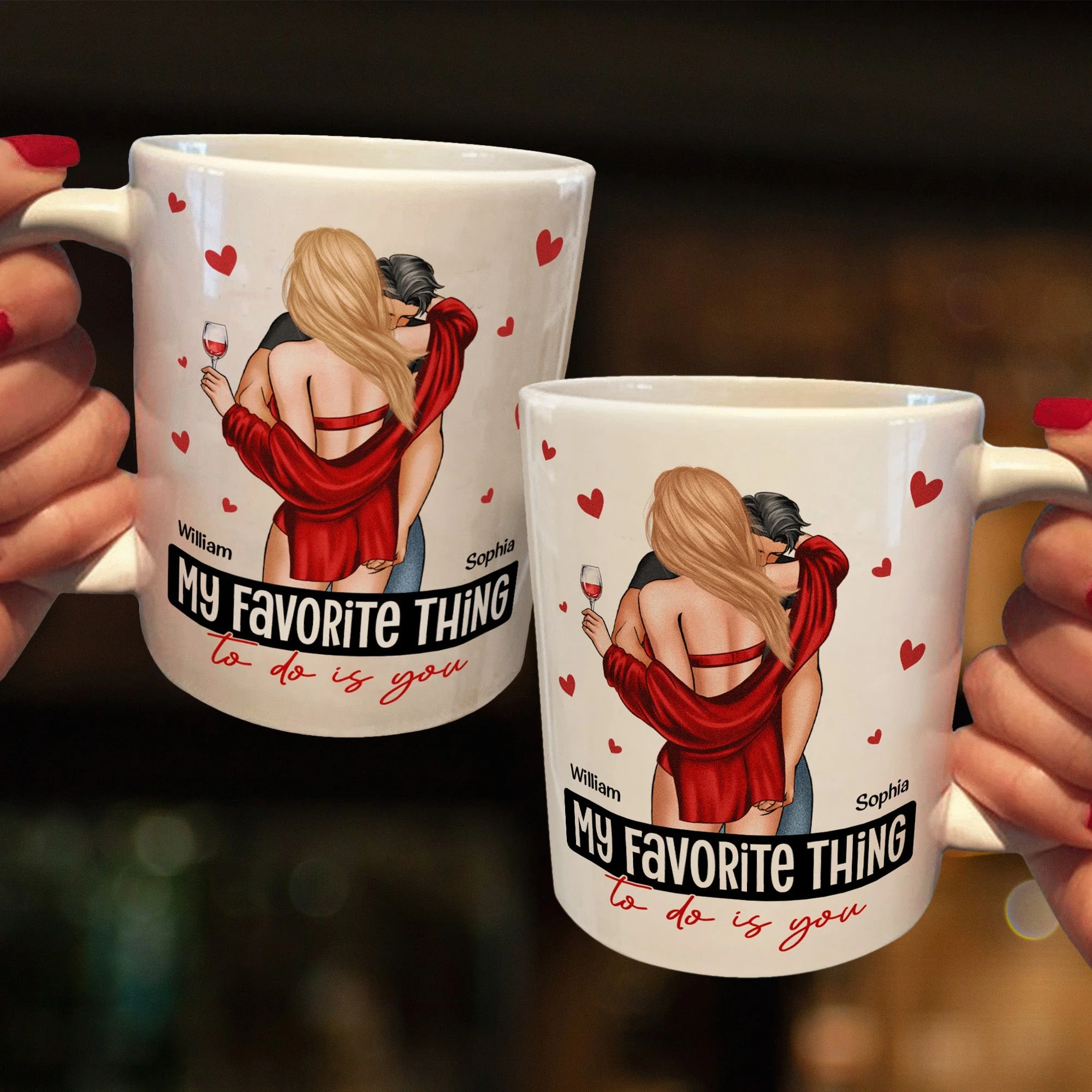 Personalized Ceramic Mug With Kissing Couple Art, Unique Creative Gift For Partner - Image 3