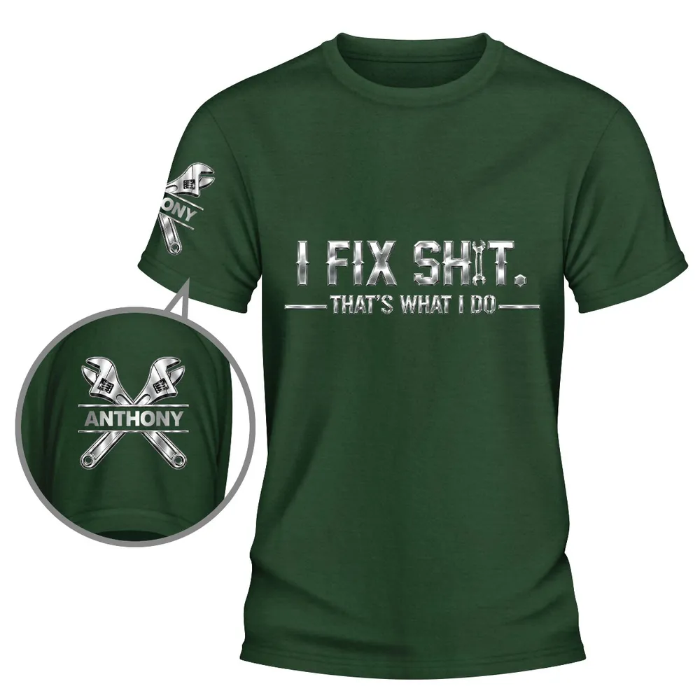 Personalized Dual Print Classic Tee with Mechanic Wrench Art, Unique Creative Gift for Fix-It Guys - Image 4