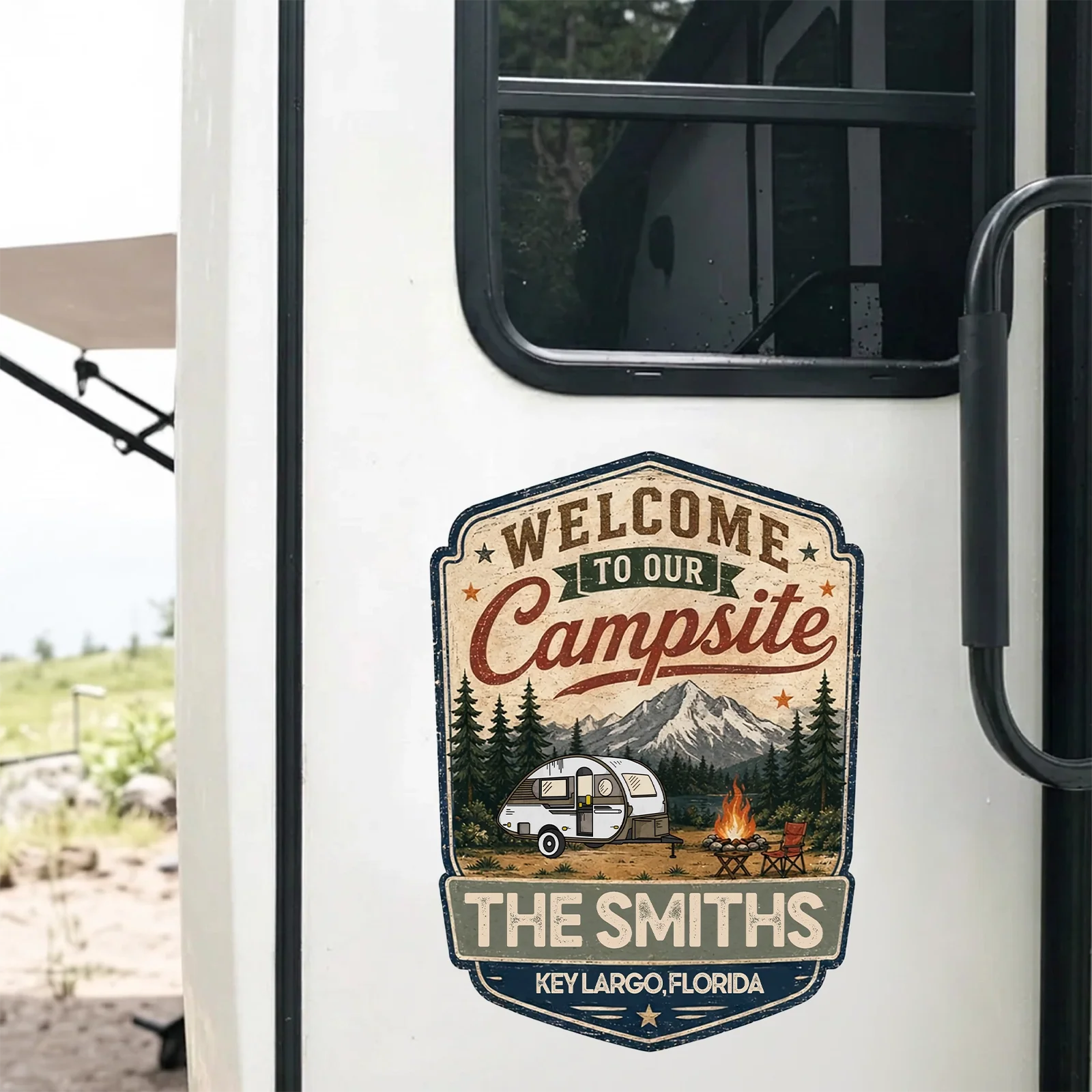 Personalized RV Sticker Decal, Vintage Campsite Camper Design, Unique Creative Gift for Campers - Image 3