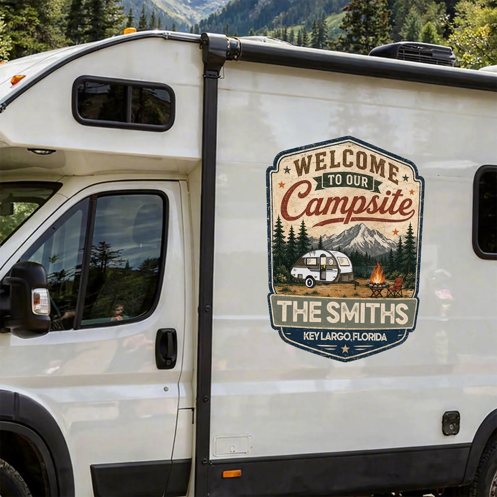 Personalized RV Sticker Decal, Vintage Campsite Camper Design, Unique Creative Gift for Campers - Image 4