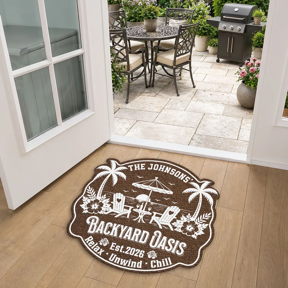 Personalized Shaped Doormat, Poolside Paradise Design, Unique Gift for Pool Owners & Families - Image 6