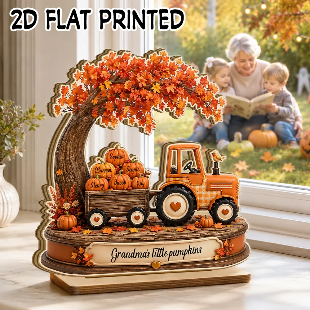 Personalized 2-Layer Wooden Plaque with Grandma's Little Pumpkins, Unique Fall Gift for Grandma - Image 3