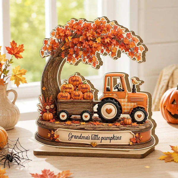 Personalized 2-Layer Wooden Plaque with Grandma's Little Pumpkins, Unique Fall Gift for Grandma - Image 6