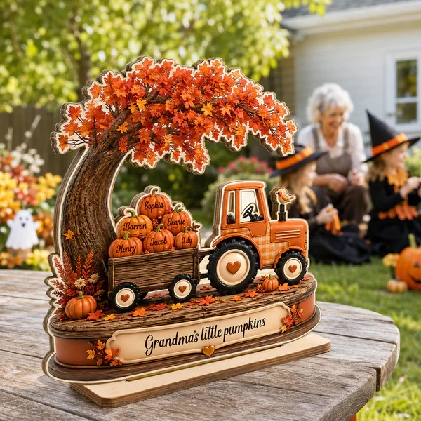 Personalized 2-Layer Wooden Plaque with Grandma's Little Pumpkins, Unique Fall Gift for Grandma - Image 7