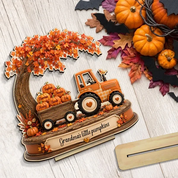Personalized 2-Layer Wooden Plaque with Grandma's Little Pumpkins, Unique Fall Gift for Grandma - Image 8