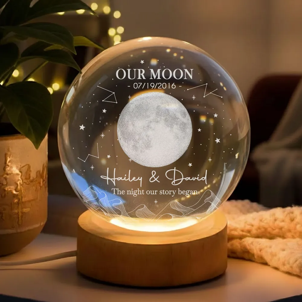 Personalized Moon Globe Lamp, Starry Custom Design for Couple, Unique Romantic Gift - Image 2