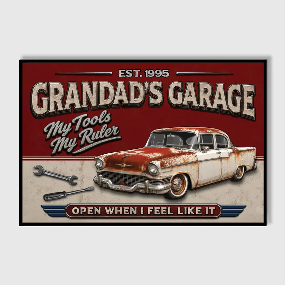Personalized Dad's Garage Poster, Vintage Car Wall Art, Unique Creative Gift for Dad or Grandpa - Image 3
